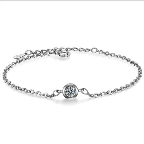 TJP Fashio Women 925 Sterling Silver Bracelets Accessories Charm Round Crystal Girl Lady Bracelets Bangles Jewelry Christmas Hot