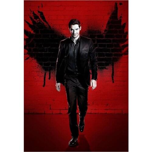 5D DIY Full Round Diamond Painting “Lucifer” TV Poster 3D Embroidery Cross Stitch Rhinestone Mosaic Home Decor Gift Y131