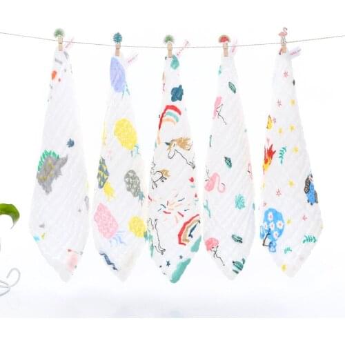 Muslin Cotton Baby 6 Layer Towel Handkerchief Colorful Kid Wipe Cloth Newborn Baby Face Towel Bibs Feeding Bath Towelf 30*30cm