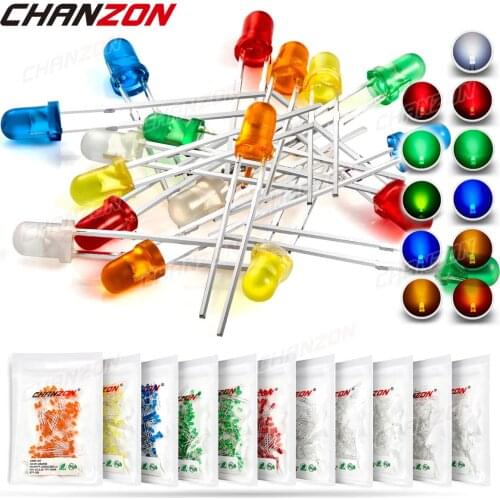 3mm Diffused LED Diode Kit Lamp Light Blue Emitting Diode Bulb Micro White Red Blue Green Orange Yellow 3V DIY PCB Set Assorted