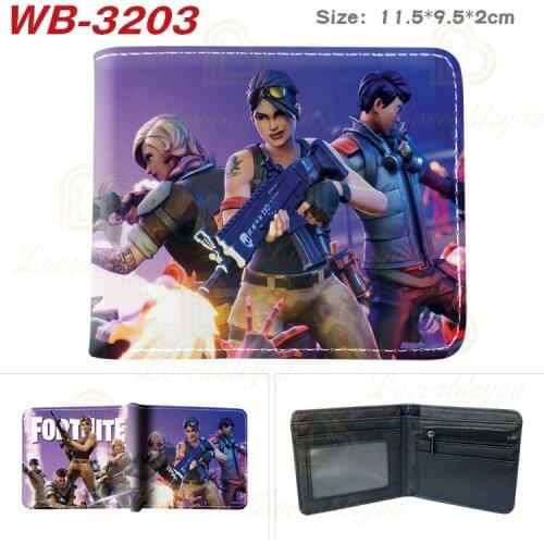 Fortnite PU Wallet Men Woman Double Fold Wallets Kids Coin Purse Fashion Short Card Bag Money Clip Birthday Gift