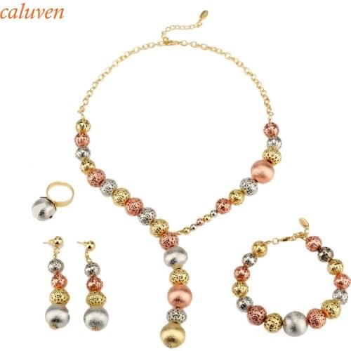 Fashion African Beaded Set Ethiopian Jewelry Sets Gold White Rose Color ball Women Gift Eritrea/Nigerian/Arab/Habesha