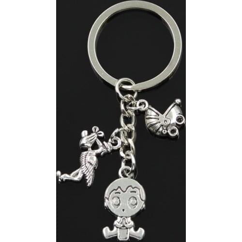 New Silver Color Metal Men Car Keychain Vintage Baby Girl Boy Baby Pacifier Cloth Charms Accessory Men Key Ring Jewelry Gifts