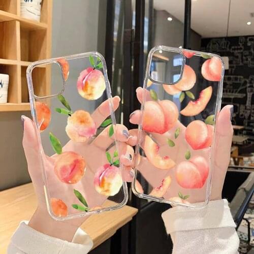 Peach Phone Case Transparent soft For iphone 5 5s 5c se 6 6s 7 8 11 12 plus mini x xs xr pro max
