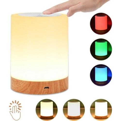 USB Rechargeable Touching Control Bedside Light Dimmable Table Lamp Warm White & RGB Night Light for Living Room Bedrooms Office