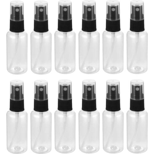 12 Pcs Portable Travel Bottles Empty Clear Fine Mist Spray Bottles 30ml Liquid Dispensing Spray Bottle(Random Color Spray Cap)