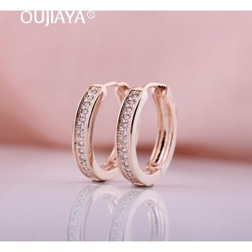 OUJIAYA Luxury 585 Rose Gold Carved Big Dangle Earrings Wedding Party Fine Texture Jewelry Natural Zircon Drop earrings A88