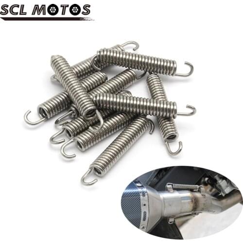 SCL MOTOS 2/6/10pcs Stainless Steel Motorcycle Exhaust Muffler Link Pipes Mounting Spring Hooks Fully Rotatable Motorbike Parts