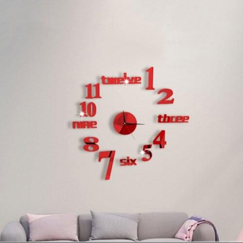 Modern DIY 3D Mirror Surface Large Number Wall Clock Sticker Home Office Decor Mirror Living Room Art Design Wall Clock