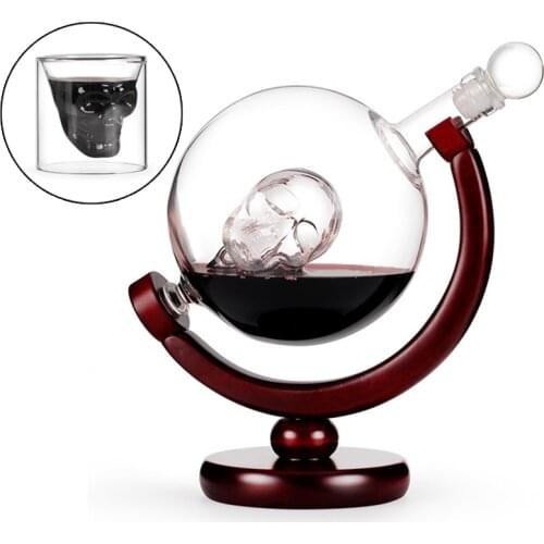 Skull Globe Glass Decanter Wine Separator Set Household Red White Wine Glass Cup Whiskey Liqour Pourer Home Bar Vodka Beer Bottl