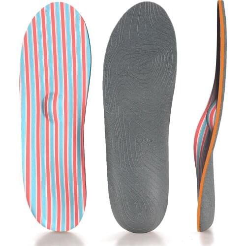 Red Striped Memory Foam Insoles Plantar Fasciitis Arch Support Insoles for Women Men Sports Shoe Inserts