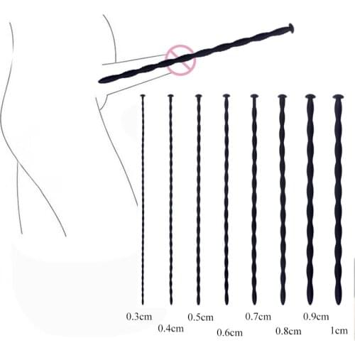 8 Sizes Safe Soft Silicone Urethral Penis Stimulant Dilator Urethral Rod Catheter Sex Toys Horse Eye Stick For Male BDSM Plug