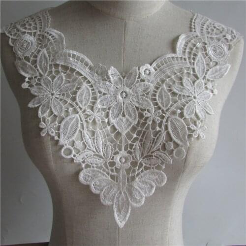 High quality white Embroidered Lace Collar Neckline Venise Applique Embroidery Sewing on Patches Sewing Lace Fabric Accessories