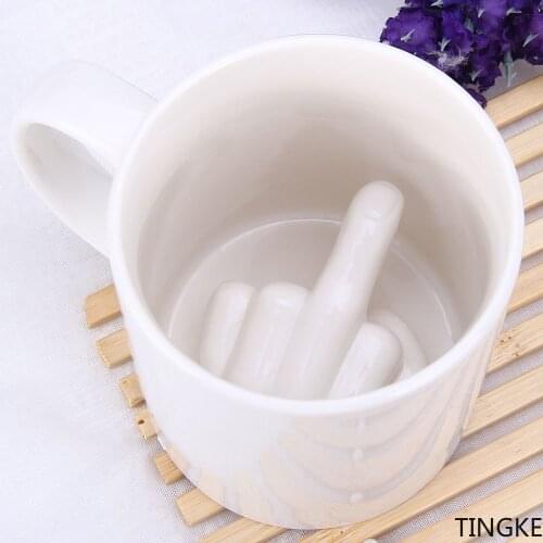 Spoof middle finger funny ceramic cup creative personality water cup coffee cup white cup fashion novelty gift