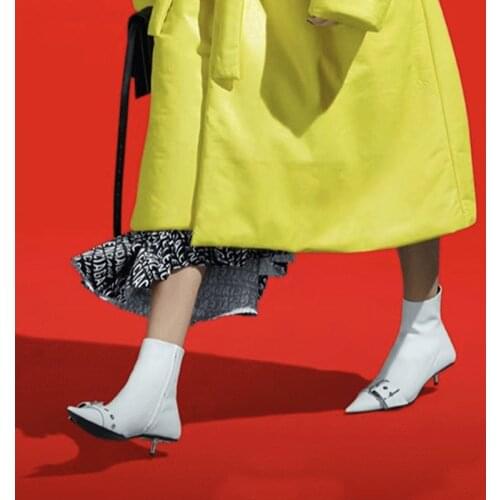 New Leather Ankle Boots Women Pointed Toe Belt Buckle Stiletto High Heels Fashion Botines Mujer 2020 Shoes Women Winter Boots