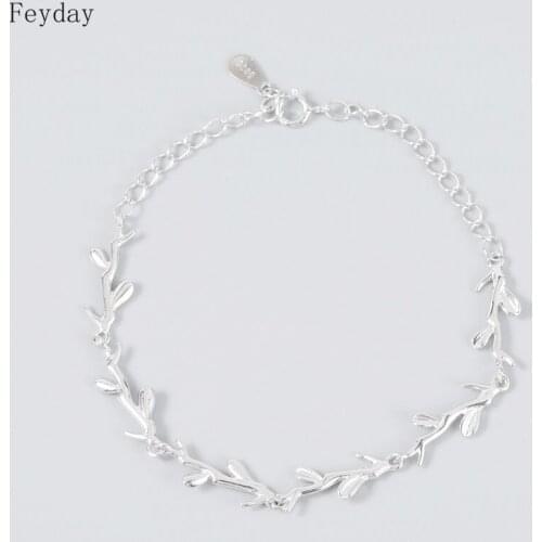 2019 Statement S925 Sterling Silver Branch Leaves Bracelets for Women Wedding Party Girls Women Jewelry Accessories Gifts