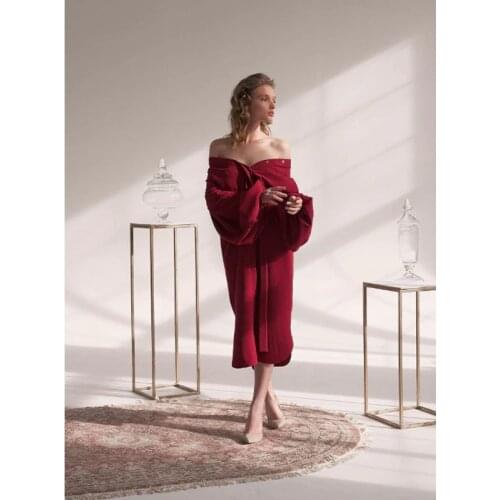 Women Fashion Front Button Sashes Midi Dress Solid Color Lantern Sleeve Loose Elegant Office Lady Dress Autumn Basic Party Dress