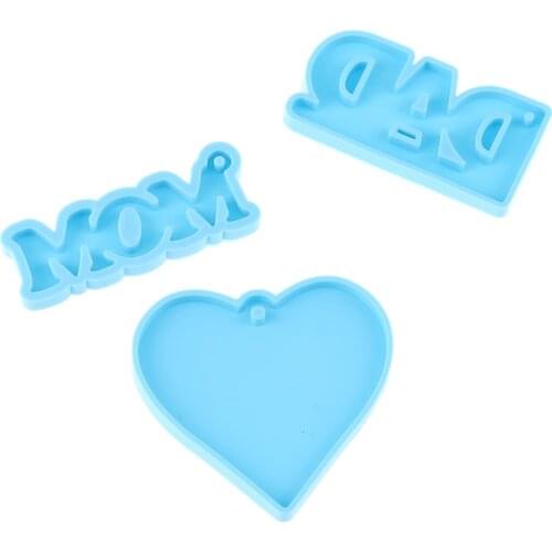 1PC DAD MOM Love Letters Keychain Mold Epoxy Resin Silicone Mould Craft DIY Necklace Charms Making Jewelry Pendant Clay Moulds
