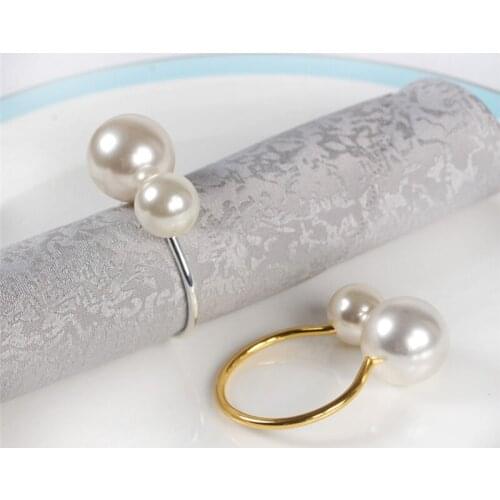 1PC Creative New Pearl Napkin Ring The Toast U-shaped Button Ring Napkin Western Buckle Napkin Rings For Home Table Decoration