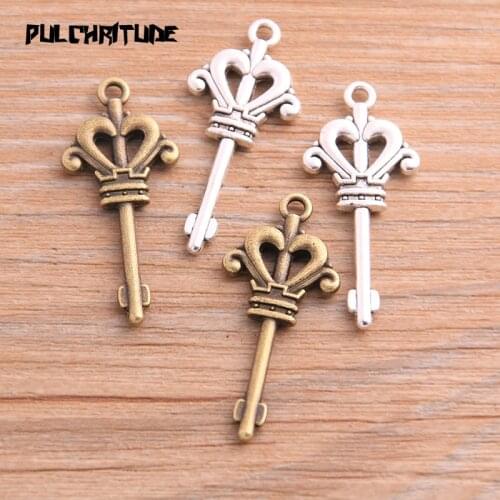 10pcs 16*36mm Two Color Heart Key Charms Double-sided Pendants Handmade Decoration Vintage For DIY Jewelry Making