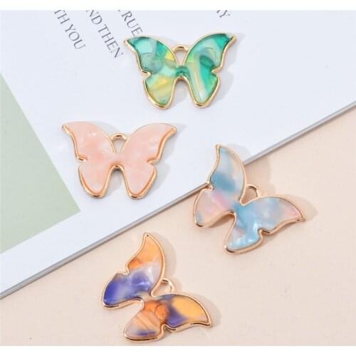 10pcs Enamel Charms Butterfly Pendant DIY Popular Metal Necklace Earrings Accessories For Women Jewelry Handicraft Making