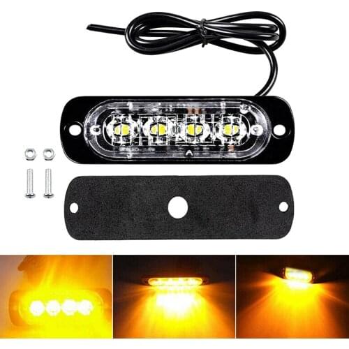 12V Amber LED Bar Car Truck Emergency 4 pcs LED Lights Lamps W/Protection Pad Car Urgent Light With Protection Pad Lights