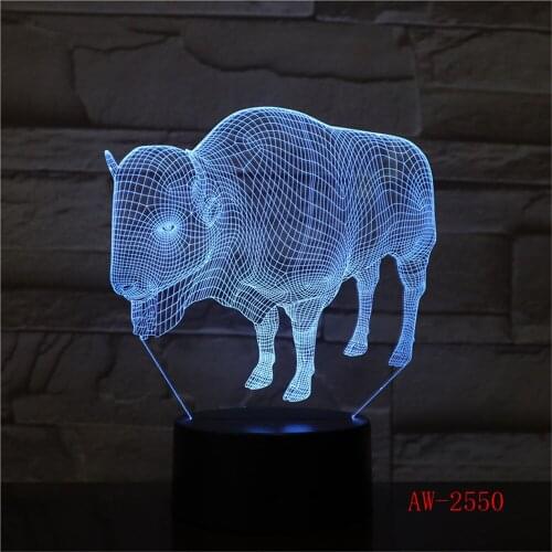 2019 3D Animal Bull Cow USB LED Lamp 7 Colors Change God cattle Touch Table Night Light Indian Home Decor Desk light AW-2550