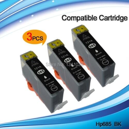 INK WAY 3 Pack compatible ink cartridges with Chip for HP685 BK suitable for HP Deskjet 6525