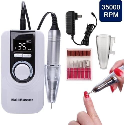 35000RPM Rechargable Portable Manicure Machine Electric Nail File Set Tools All Gel Art Nail Polishing 25W Milling Cutter