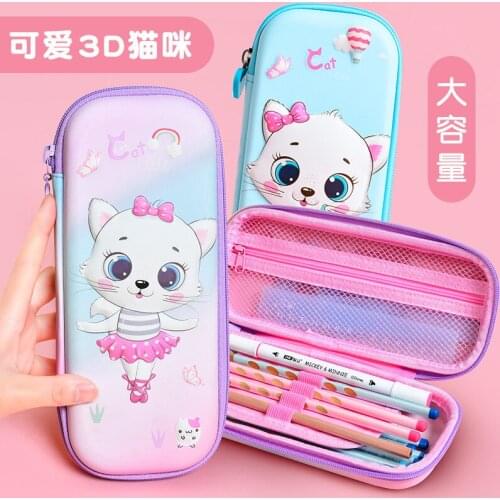 3D Pencil Box Kawaii Cute Rabbit Cartoon Stationery Pen Case for Boy Girl School Supplies Rulers Holder Pouch Gift Organizer INS