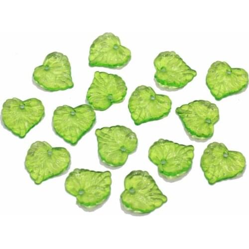 50Pcs Green Leaves Plastic Pendants Beads For DIY Jewelry Necklace Bracelet Earring Accessories Making