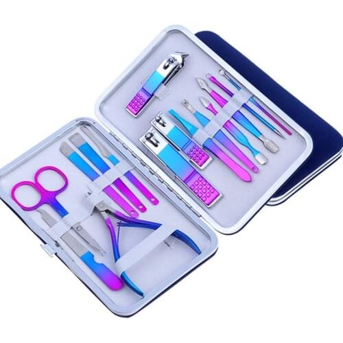 7-15pcs Nails Art Clipper Makeup Kit Nail Cutter Pedicure Scissors Set Colorful Professional Stainless Steel Manicure Tool
