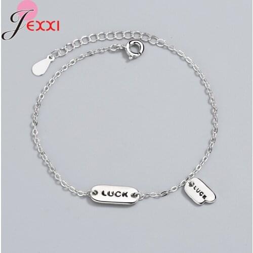 Top Sale 925 Sterling Silver Charm Bracelet Retro Rabbit Letter Luck Pendant Beads Link Chain Bangles Rock Punk Jewelry
