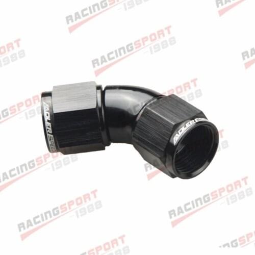 Aluminum 45 Degree AN8 AN-8 Female To Female Full Flow Adapter Fitting Black