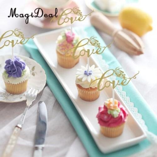 MagiDeal Glitter Love Cake Toppers Wedding Cupcake Picks Bridal Shower Christmas Cake Decoration