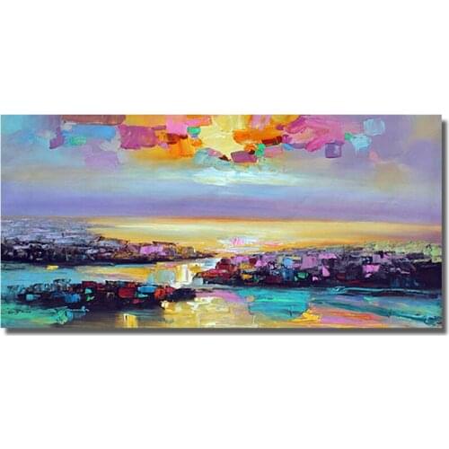 Big Size Handmade colorful seaside view On Canvas Modern handpainted oil painting Abstract Picture artwork home decoration