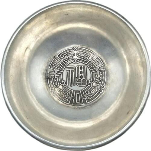 Pure white copper copper bowl antique silver copper bowl plate Fu eight immortal pen dishwashing Xuande annual process