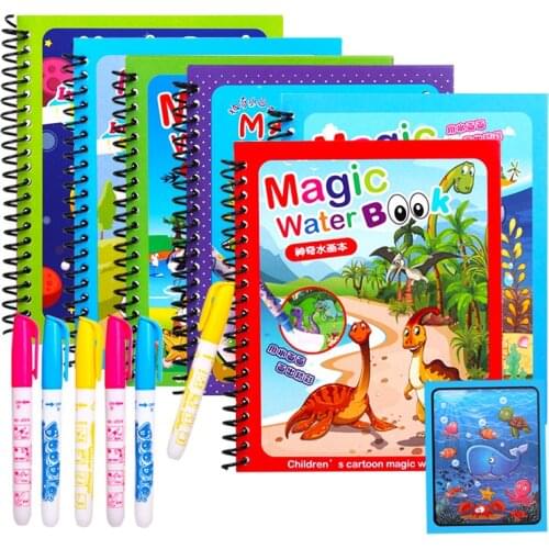 DIY Magic Water Drawing Book Coloring Doodle Magic Pen Painting Drawing Board Early Education Toys For Children Kids Baby
