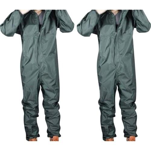 2SET Fashion Motorcycle Raincoat /Conjoined Raincoat/Overalls Men and Women Fission Rain Suit Rain Coat ArmyGreen XL/XXL