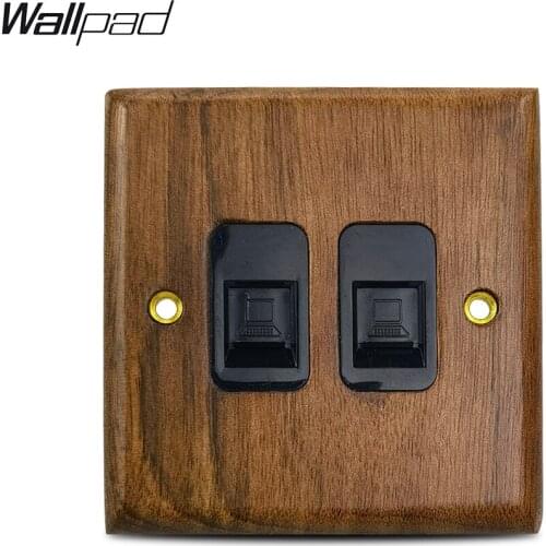 Double DATA Socket Wallpad Real Wood Panel RJ45 CAT6 Computer Data Outlet