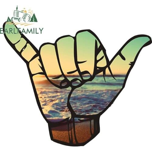 EARLFAMILY 13cm x 9.5cm for Hang Loose Green Beach Car Stickers Vinyl Car Wrap Waterproof Fashion Decals Suitable for VAN RV