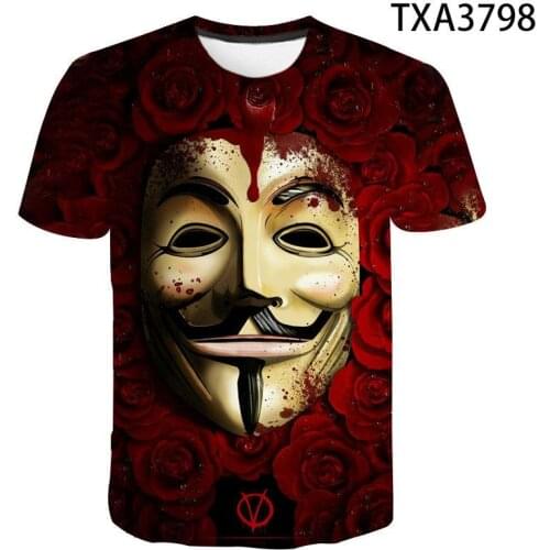 Hacker Mask 3D Print Tshirt Men Women Children Summer Short Sleeve Casual T-shirt Funny Boy Girl Kids Tops Cool Streetwear Tees