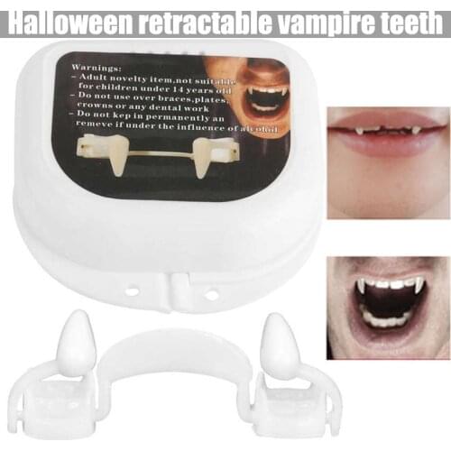 Fake Teeth Carnival Accessory Anime Cosplay Halloween Party Retractable Teeth Vampire Dracula Teeth For Werewolf Zombie Fangs
