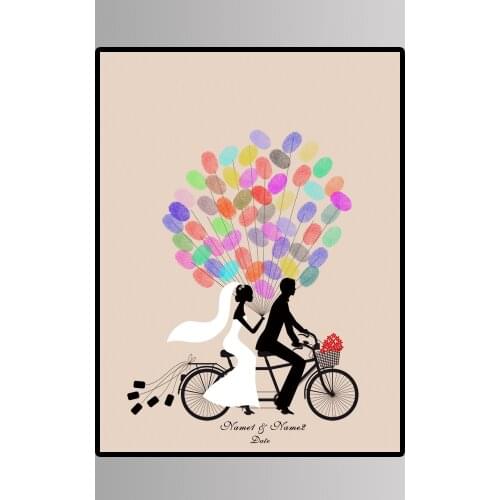 Customize Wedding Tree Signature Guest Books Anniversary Party Decoration Unframed Fingerprint Spray Canvas Painting With Inkpad