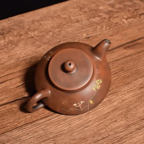 China Jianshui Purple Clay Pure Handmade Bronze Tea Pot(Not Yixing Zisha) Ceramic Kung Fu Tea Set Drinkware Tea Ceremony