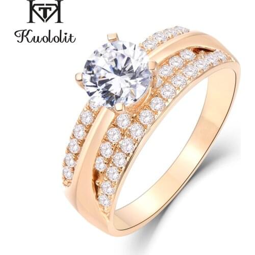 Kuololit 10K 14K Yellow Gold 100% Natural Moissanite Gemstone Rings for Women Handmade Rings Engagement Bride Gift Fine Jewelry