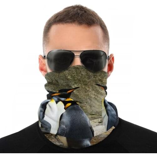 King Penguins Animal Scarf Half Face Mask Men Women Halloween Neck Warmer Tubular Bandana Versatility Headband Cycling Camping