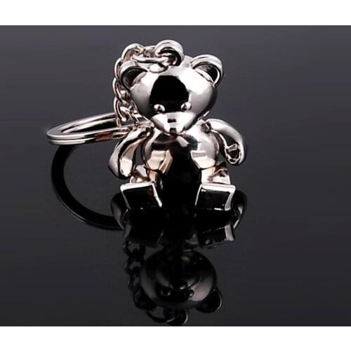 Metal Movable Bear Keychain 3D Animal Kering Women Car Handbag Charm Accessory T84A