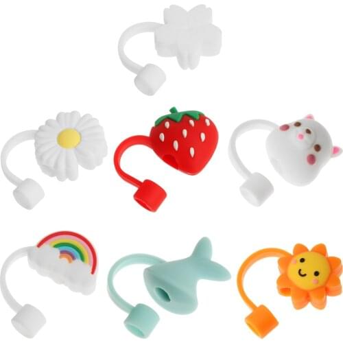 Reusable Creative Silicone Straw Plug High Quality Drinking Dust Cap Glass Cup Accessories Cartoon Plugs Tips Cover Kitchen Tool