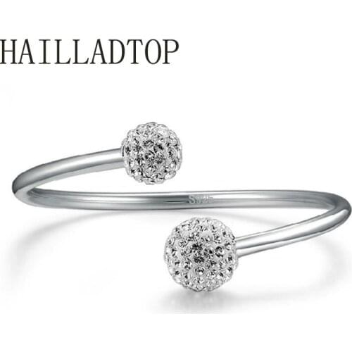 Fashion Charm Bracelets For Women Wholesale 925 Sterling Silver Bracelet High End Shambhala Ball Open Design Classic Jewelry